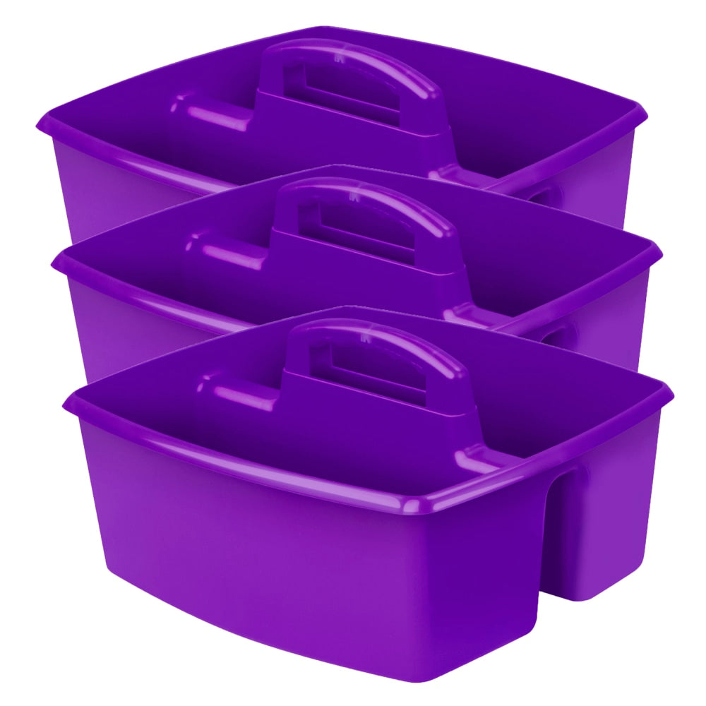 Storex Large Caddies, 6-3/8inH x 11inW x 13inD, Purple, Pack Of 3 Caddies