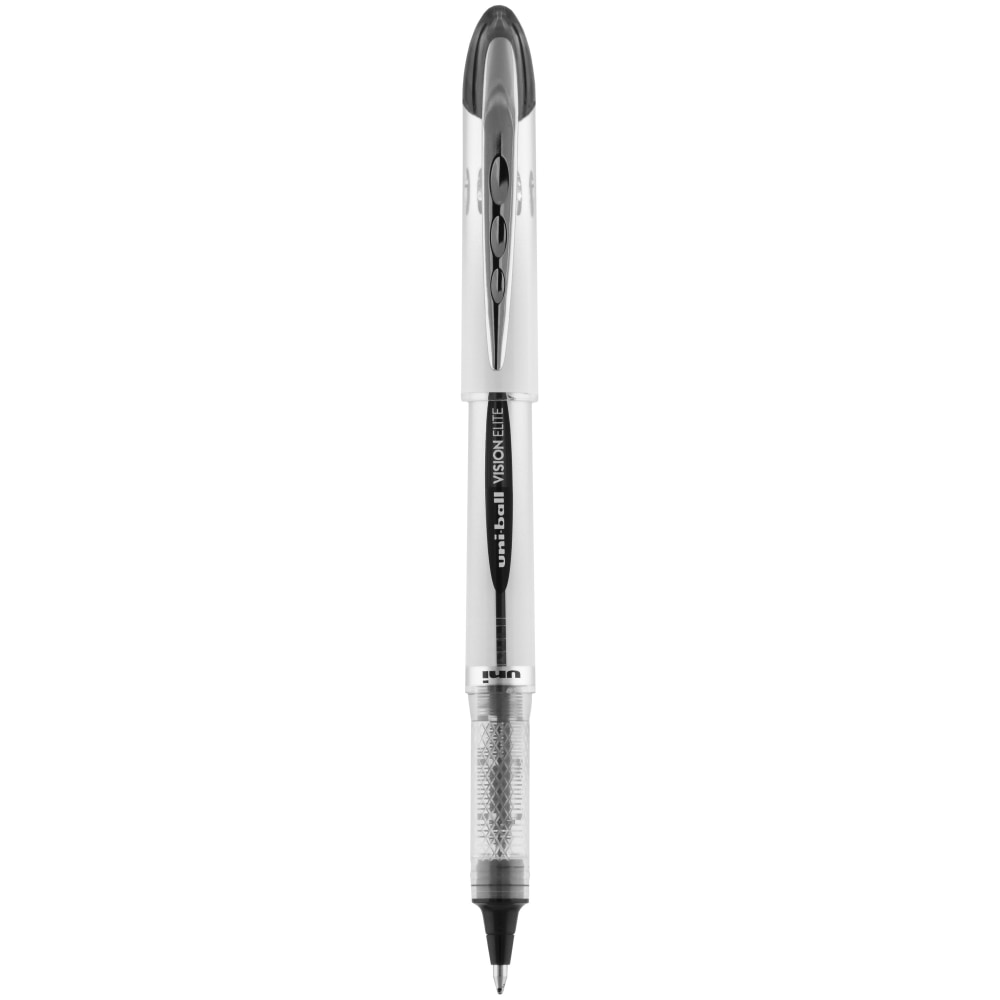 uni-ball Vision Elite Rollerball Pen, Bold Point, 0.8 mm, White Barrel, Black Ink