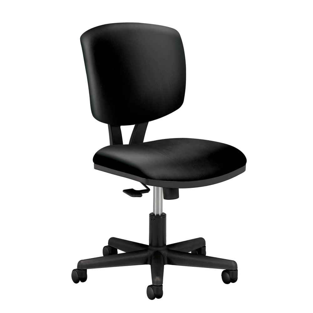 HON Volt 5703 Bonded Leather Low-Back Chair, Black, 1