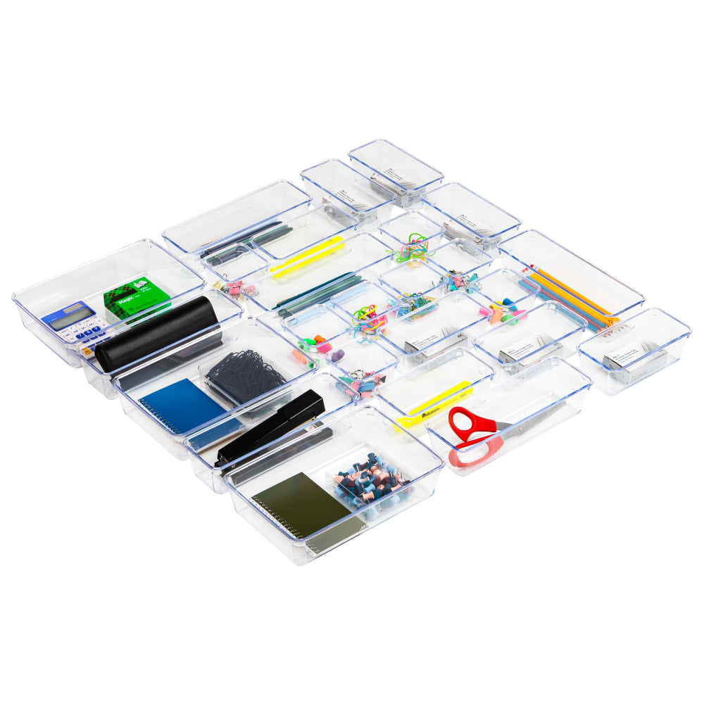 Mind Reader 25-Piece Drawer Organizer Set, Clear