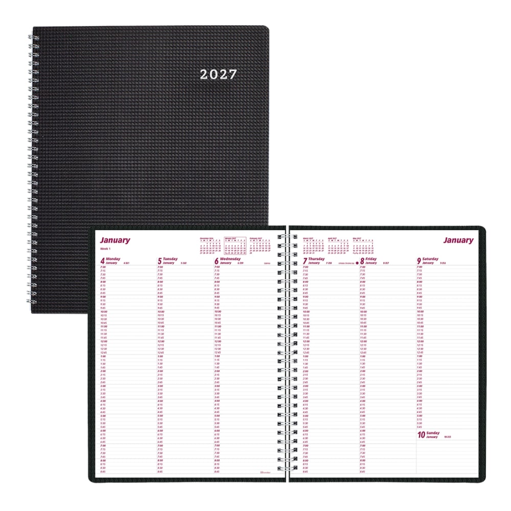 2027 Brownline DuraFlex Weekly Appointment Planner, 11in x 8-1/2in, 100% Recycled, Black, January To December, CB950V.BLK, Total Qty 1