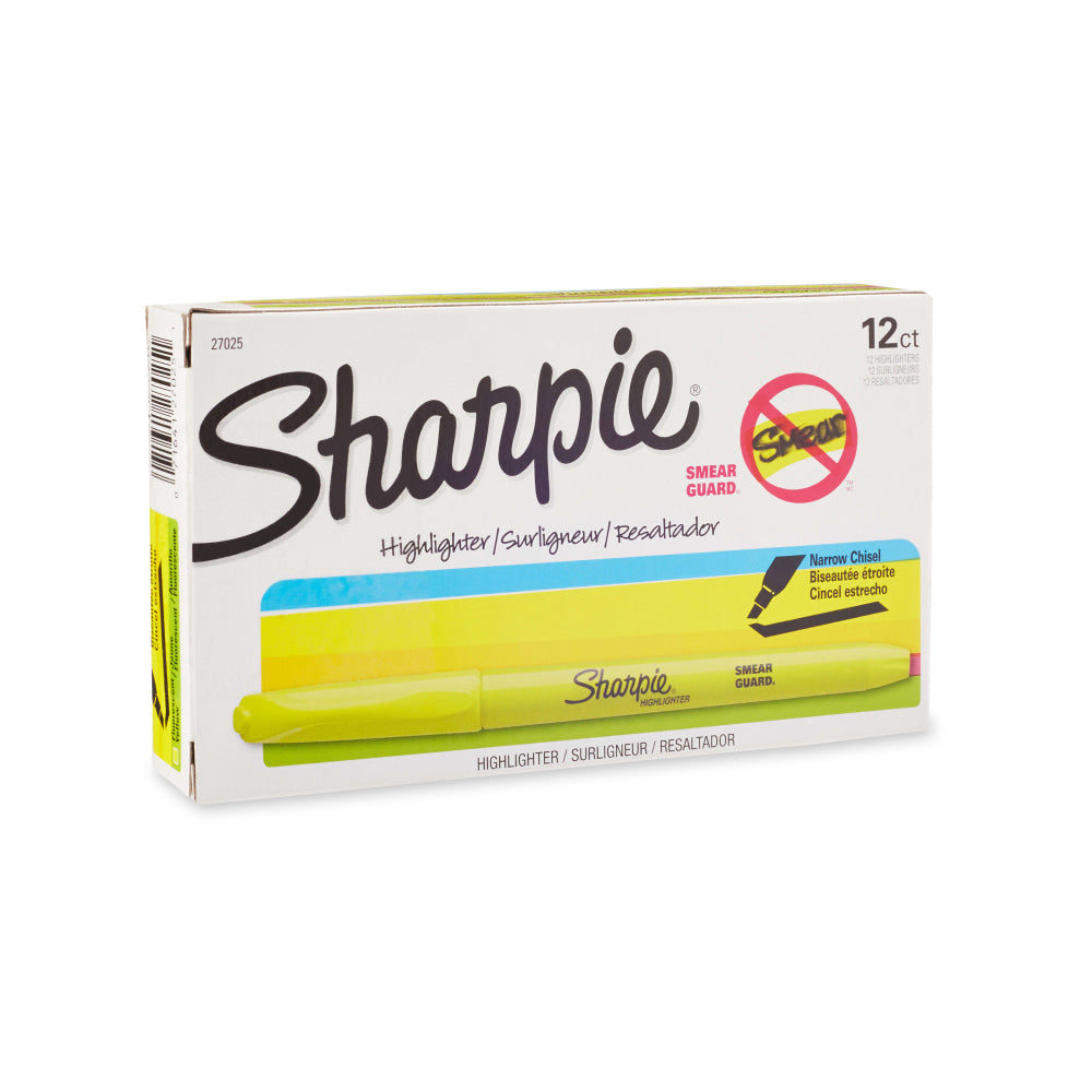 Sharpie Accent Pocket Highlighters, Fluorescent Yellow, Box Of 12