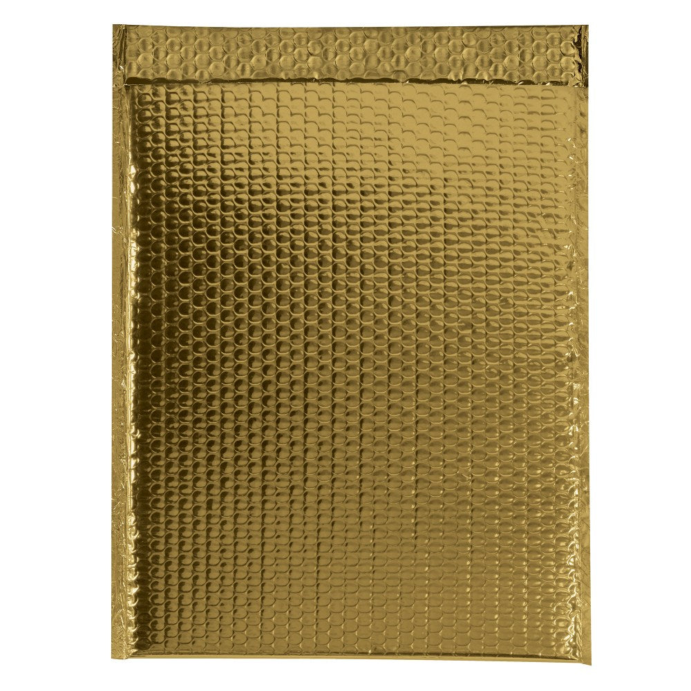Partners Brand Gold Glamour Bubble Mailers 13in x 17 1/2in, Pack of 100