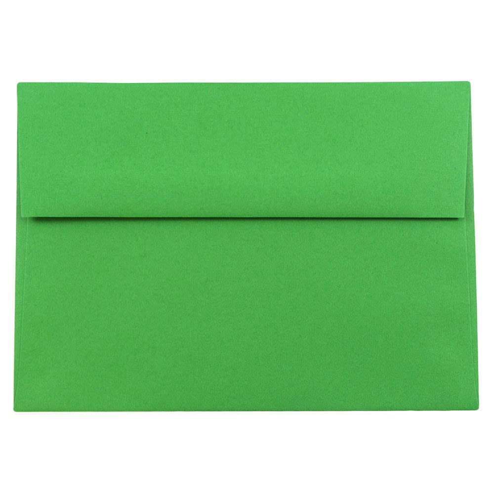 JAM Paper Booklet Invitation Envelopes, A8, Gummed Seal, 30% Recycled, Green, Pack Of 25