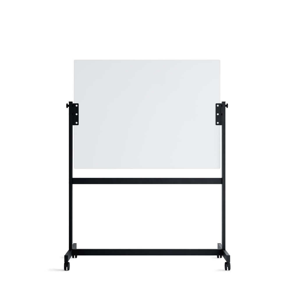 U Brands Magnetic Glass Dry-Erase Board Rolling Easel, 48in X 36in, White Frosted Surface, Actual Size 47in X 35in (2368U00-01)