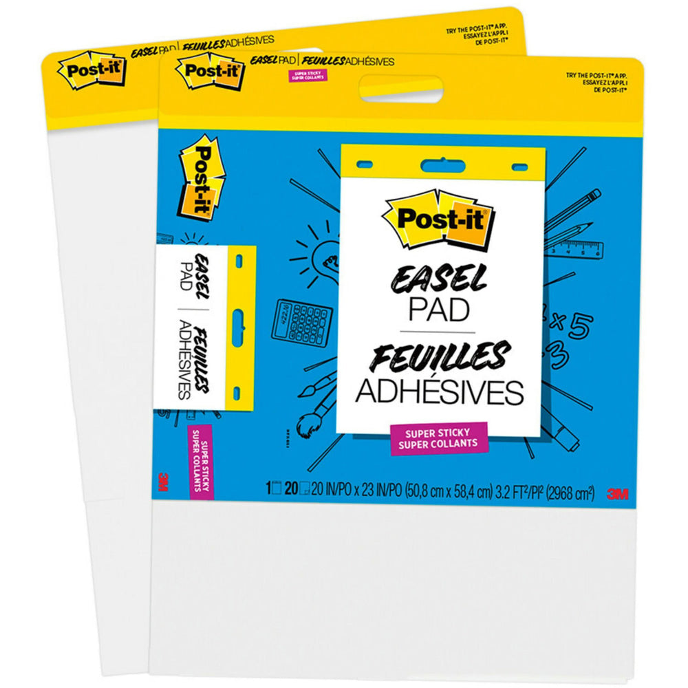Post-it Super Sticky Easel Pads 20in x 23in, White, 2 Pads of 20 Sheets
