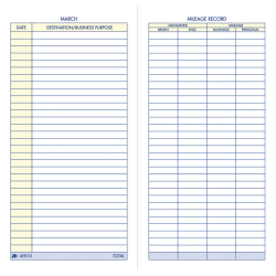 Adams Vehicle Mileage Book, 3 1/4in x 6 1/4in