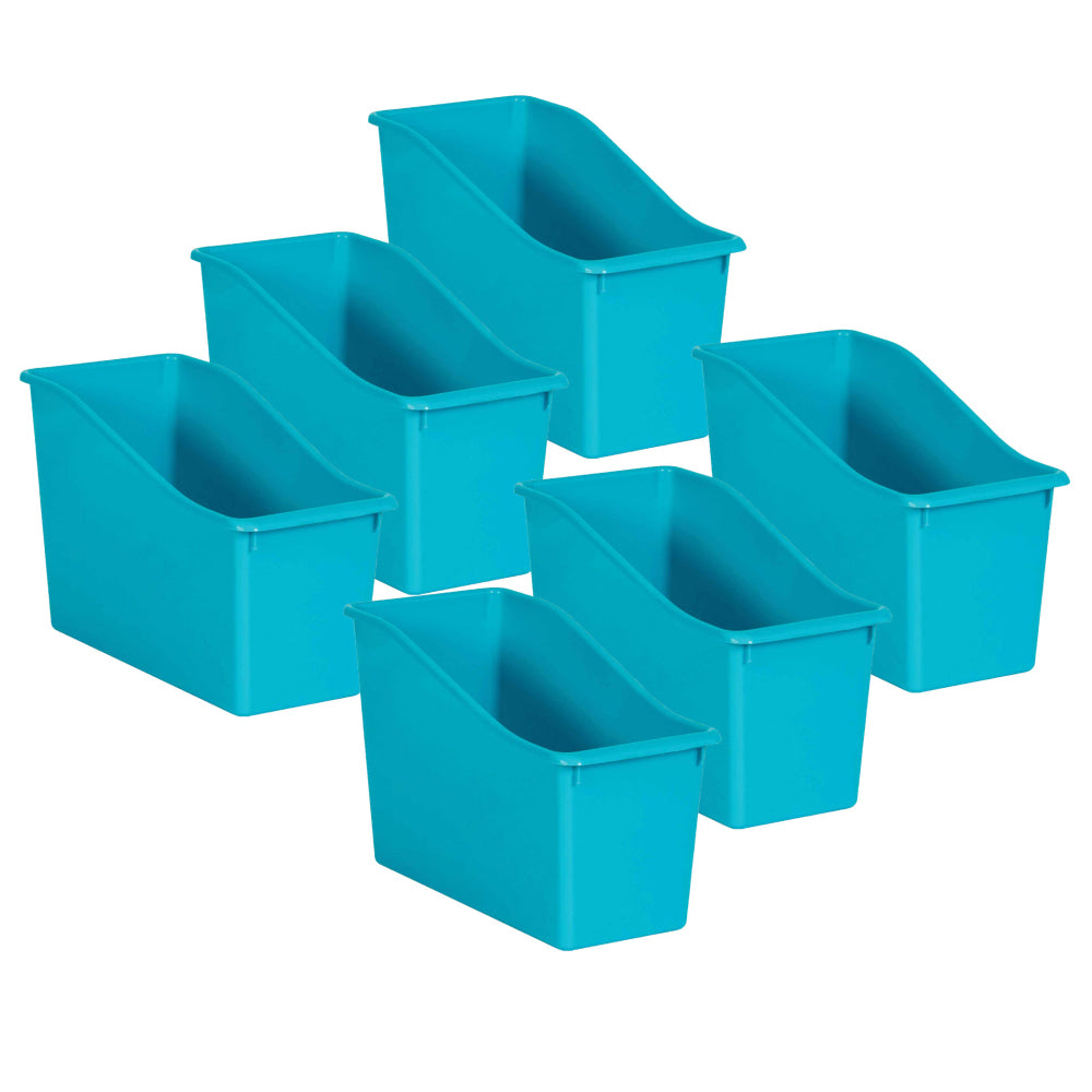 Teacher Created Resources Plastic Book Bins, 7-1/2inH x 11-3/8inW x 5-1/2inD, Teal, Pack Of 6 Bins