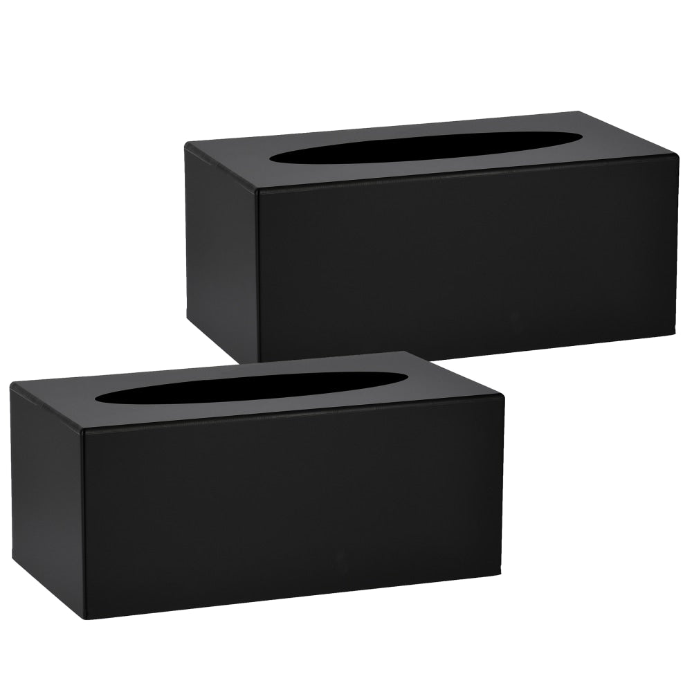 Alpine Acrylic Tissue Box Covers, 4in x 9-2/5in x 5-1/4in, Black, Pack Of 2 Covers
