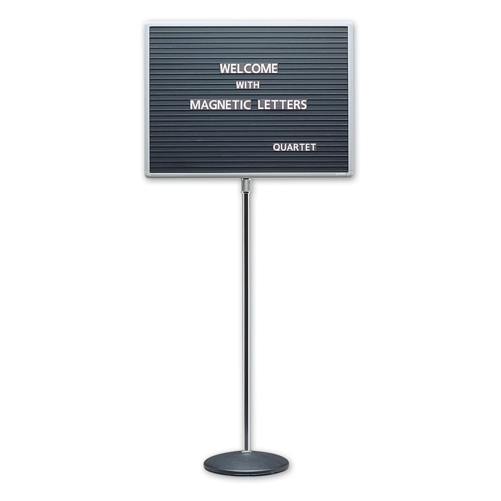 Quartet Standing Magnetic Letter Board, 16in x 20in, Aluminum Frame With Silver Finish