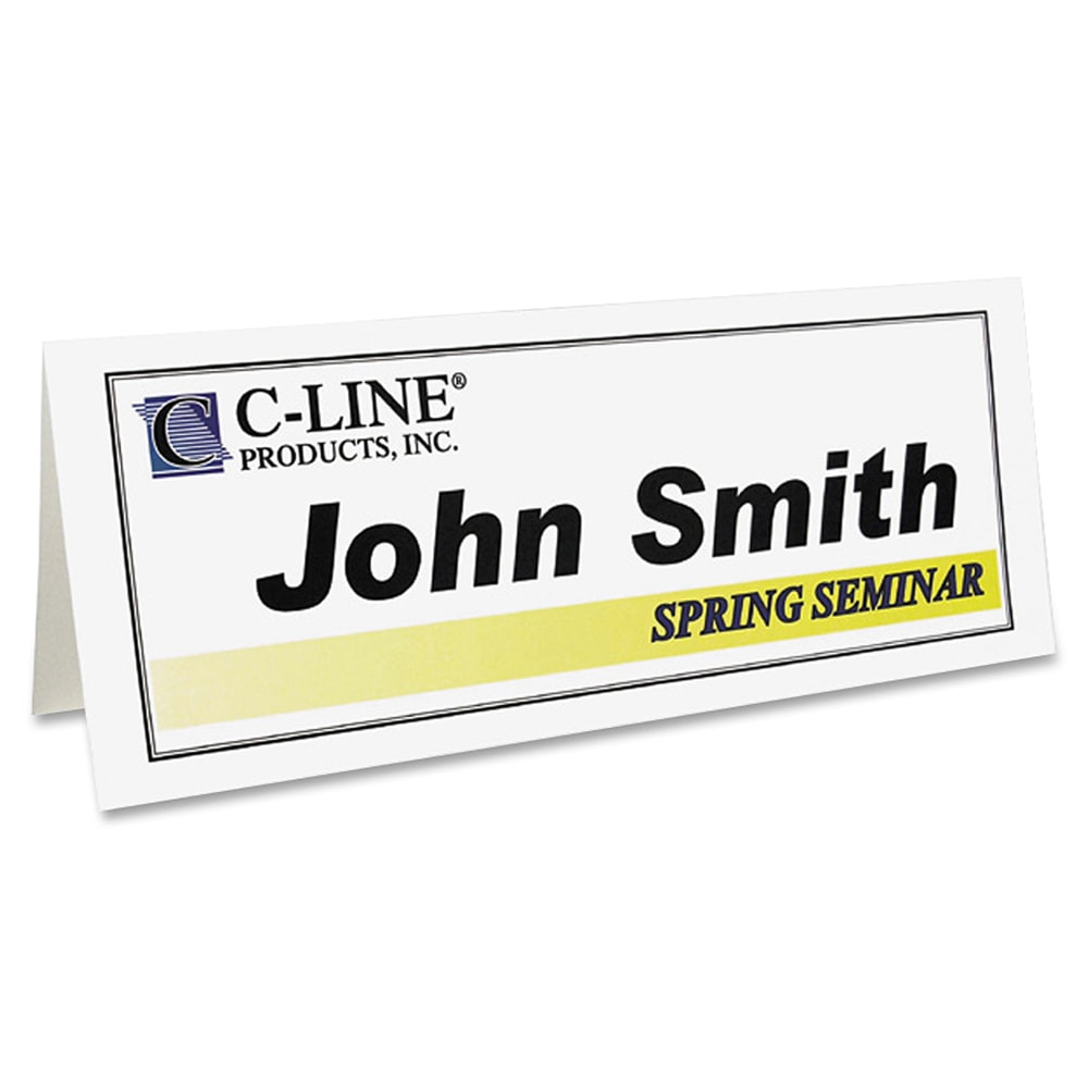 C-Line Name Tents, White, Letter (8.5in x 11in), 65 Lb, Pack Of 50