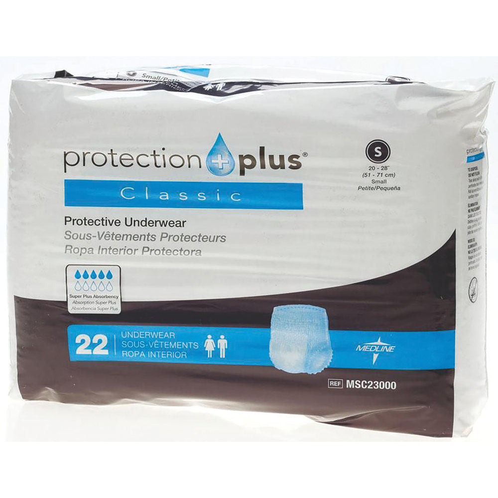 Protection Plus Classic Protective Underwear, Small, 20 - 28in, White, Bag Of 22