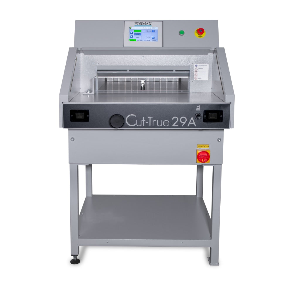 Formax Cut-True 29A Automatic Electric Guillotine Paper Cutter With LED Laser Line, 20-1/2in, Gray