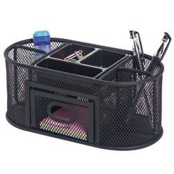 Office Depot Brand Mesh Oval Desk Organizer, Black