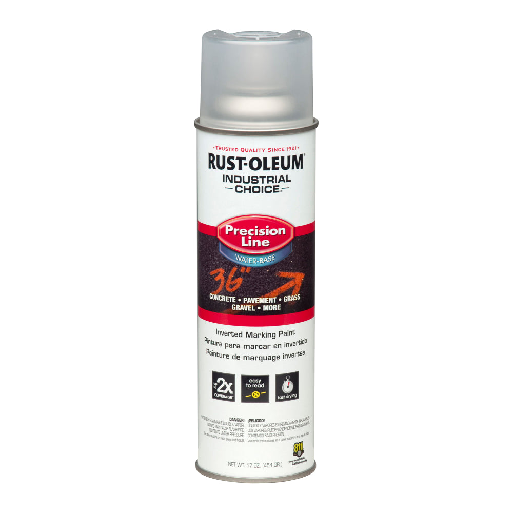 Rust-Oleum Industrial Choice M1800 System Water-Based Precision Line Inverted Marking Paint, 17 Oz, Clear, Pack Of 12 Cans