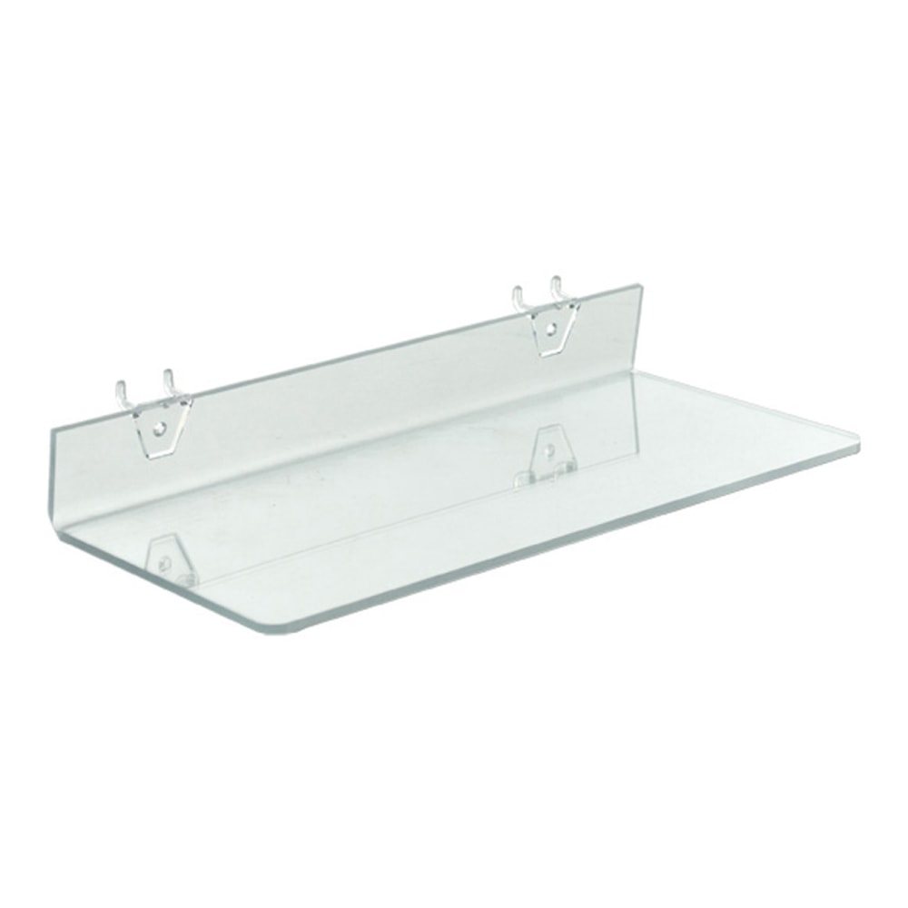Azar Displays Acrylic Shelves For Pegboard And Slatwall Systems, 16inW x 6inD, Clear, Pack Of 4 Shelves