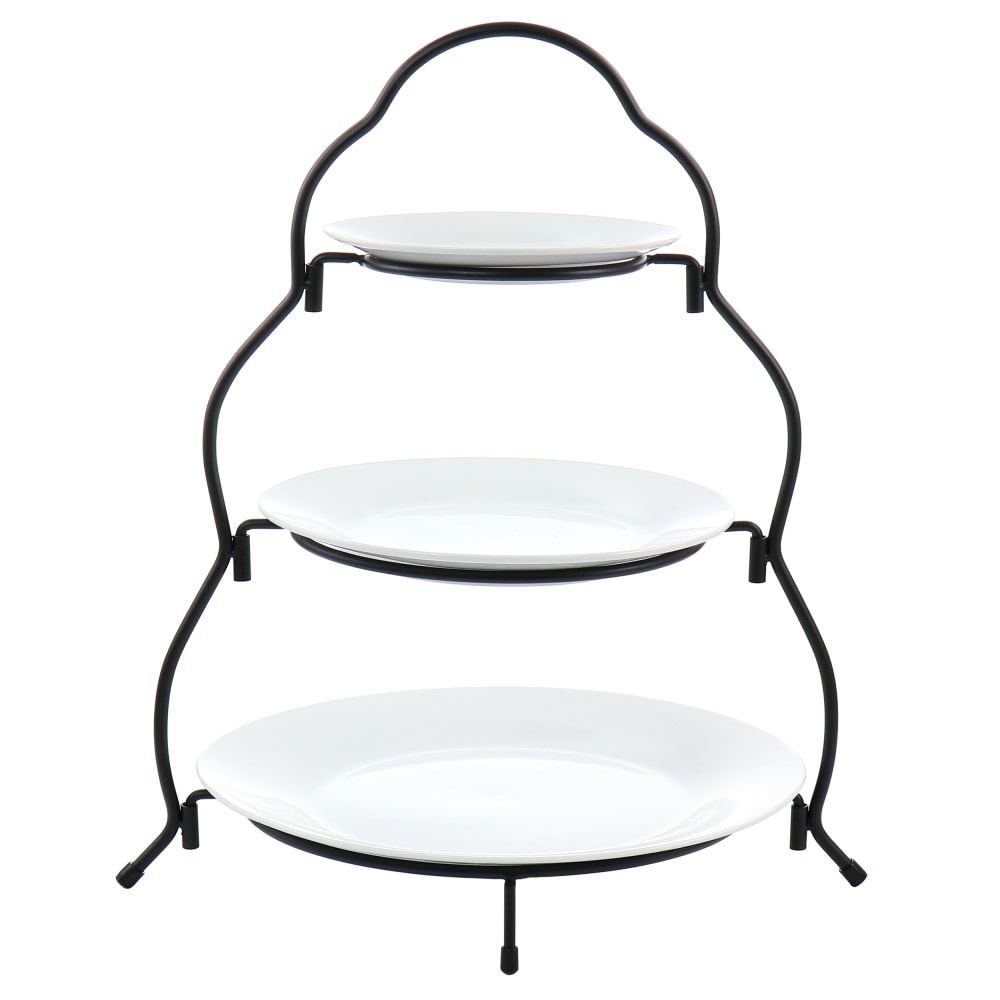 Elama 3-Tier Round Plate 4-Piece Serveware Set, 10-1/2in, White