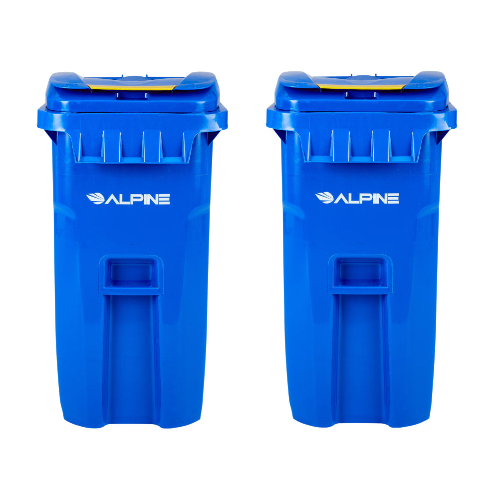 Alpine Industries Plastic, Outdoor Trash Can, 64 Gallons, Blue, 2/Pack (500-64-BLU-2PK)