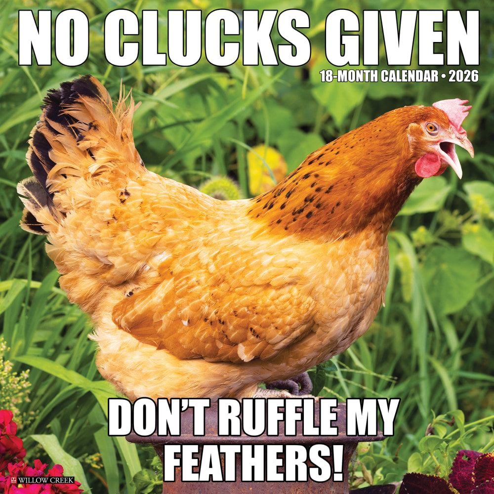 2026 Willow Creek Press Animals Monthly Wall Calendar, 12in x 12in, No Clucks Given, January To December, 52181