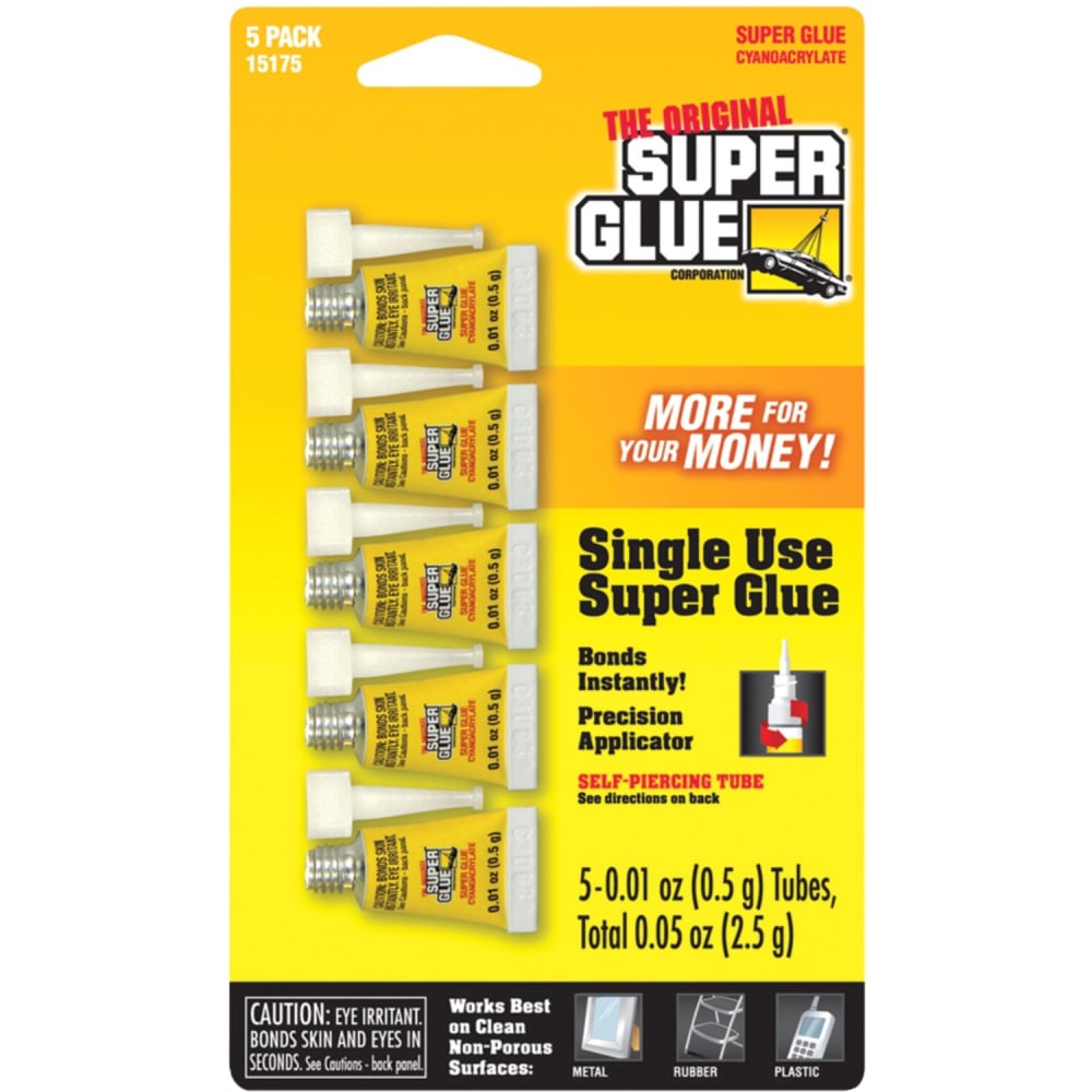The Original Super Glue Instant Adhesive Mini Tubes 0.02 oz 5 / Pack