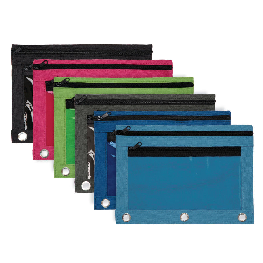 Office Depot Brand Pencil Pouch With Clear Window, 8in x 10-1/4in, Assorted Colors