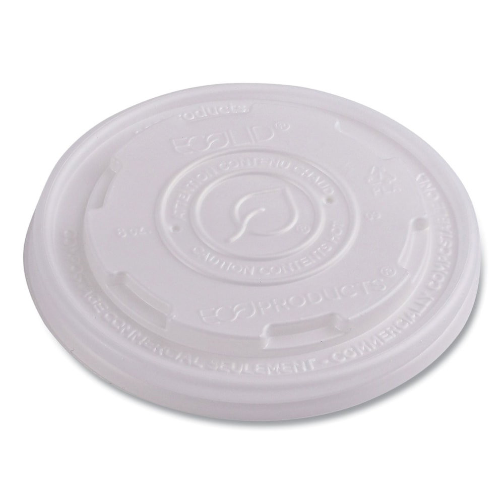 Eco-Products World Art PLA-Laminated Soup Container Lids, For 8 Oz Sizes, Translucent, Plastic, Pack Of 50 Lids, Carton Of 20 Packs