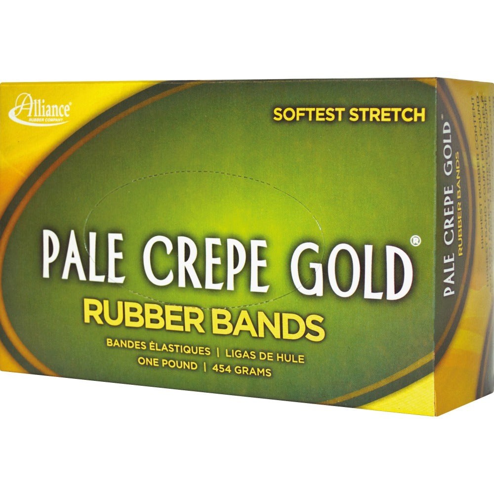 Alliance Rubber Pale Crepe Gold Rubber Bands, #64, 3 1/2in x 1/4in, 1 Lb, Box Of 445