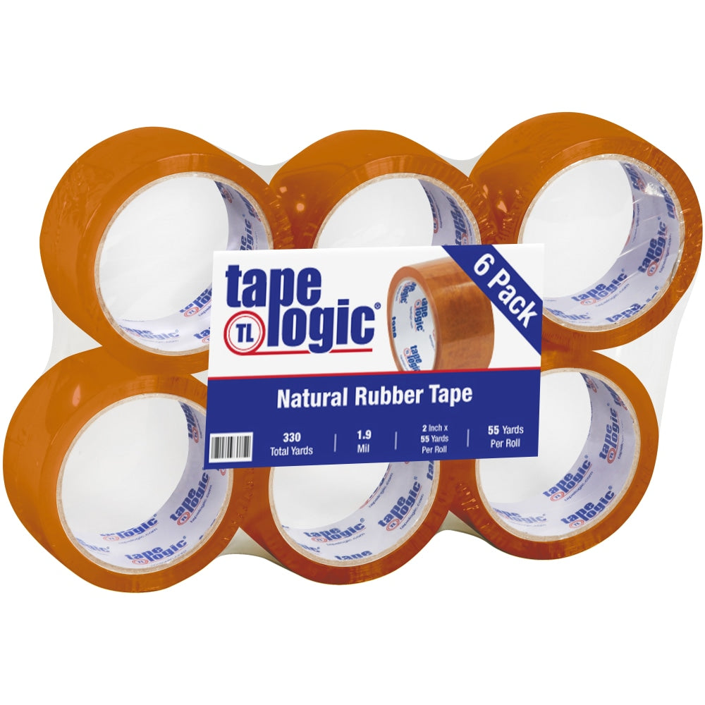 Tape Logic Natural Rubber Carton Sealing Tape, 2 Mil, 2in x 55 Yd., Clear, Case Of 6