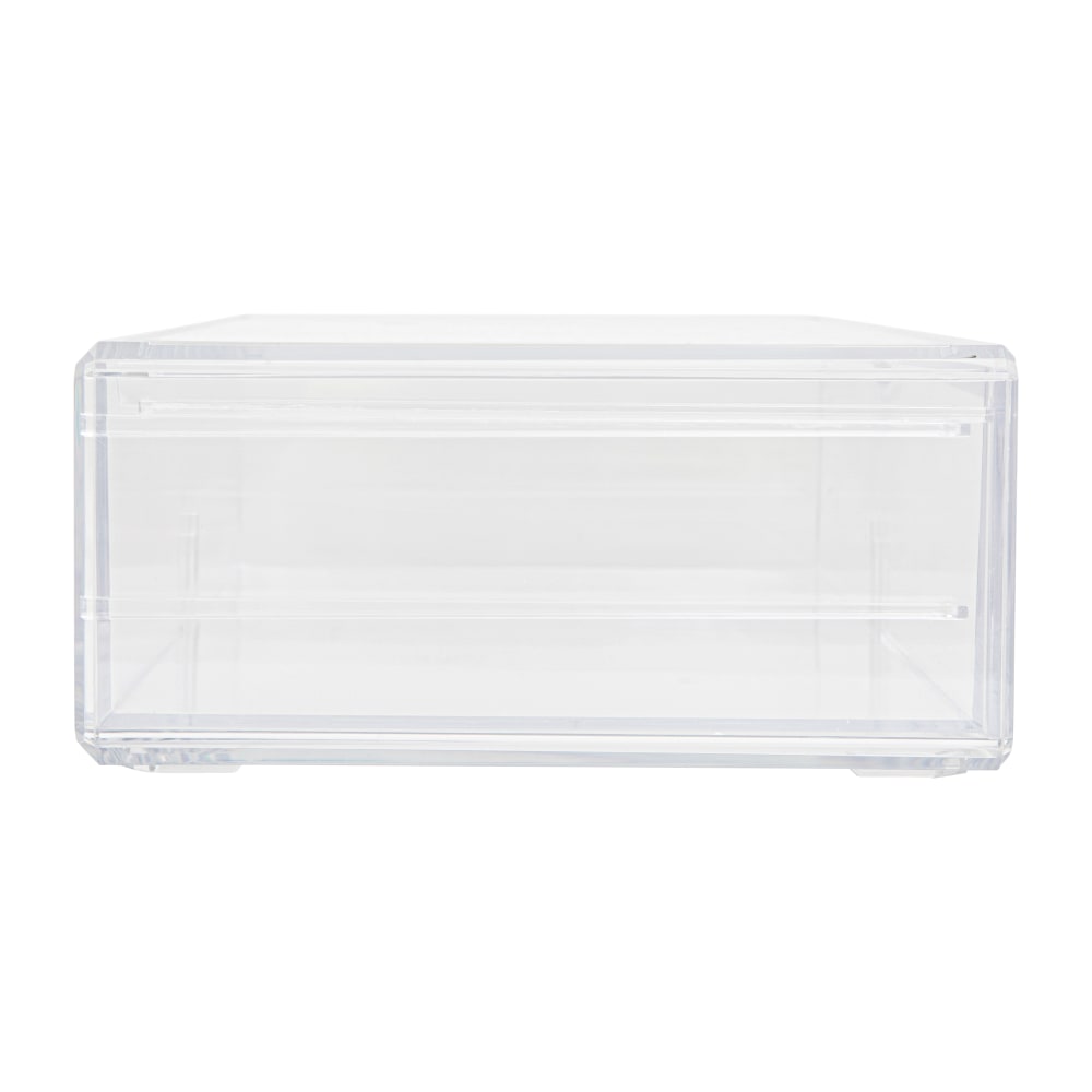 Martha Stewart Brody Plastic Stackable Office Desktop Organizer Box With Drawer, 2inH x 7-3/4inW x 12-3/4inD, Clear