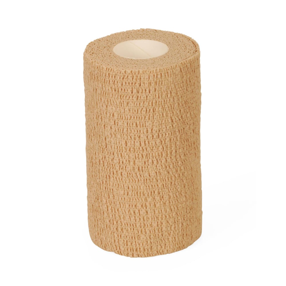 Medline Caring Non-Sterile Latex Self-Adherent Wraps, 6in x 5 Yd., Tan, Pack Of 12