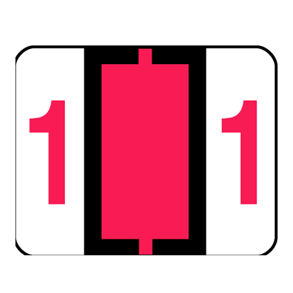 Smead BCCRN Bar-Style Permanent Numerical Labels, 1, Red, Roll Of 500