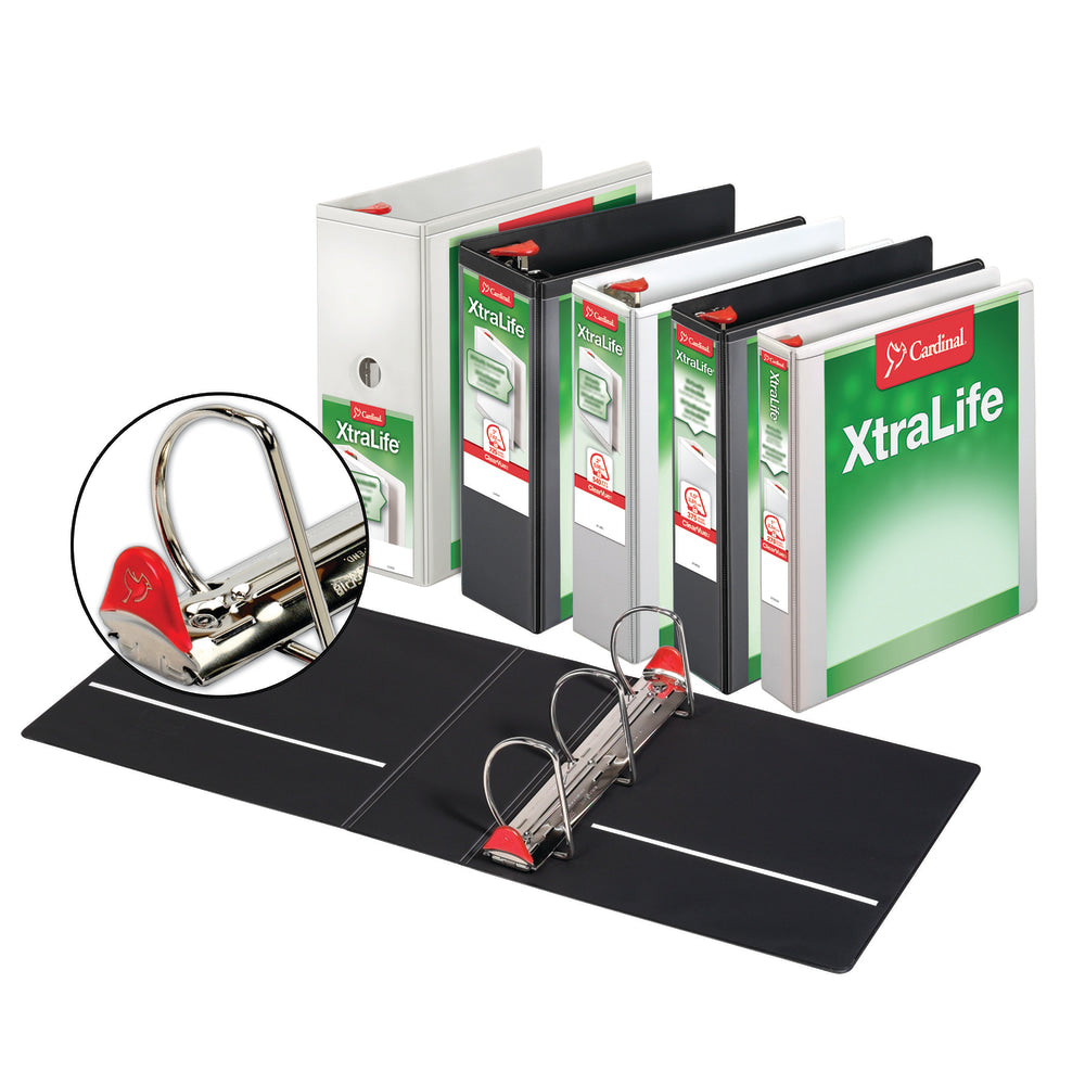 Cardinal XtraLife Locking Slant-D Ring 3-Ring Binder, 1in D-Rings, White