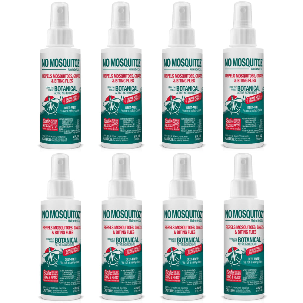 No Mosquitoz Botanical Insect Repellent, DEET-Free, Woodsy Scent, 4 Oz Spray Bottle, 8-Pack