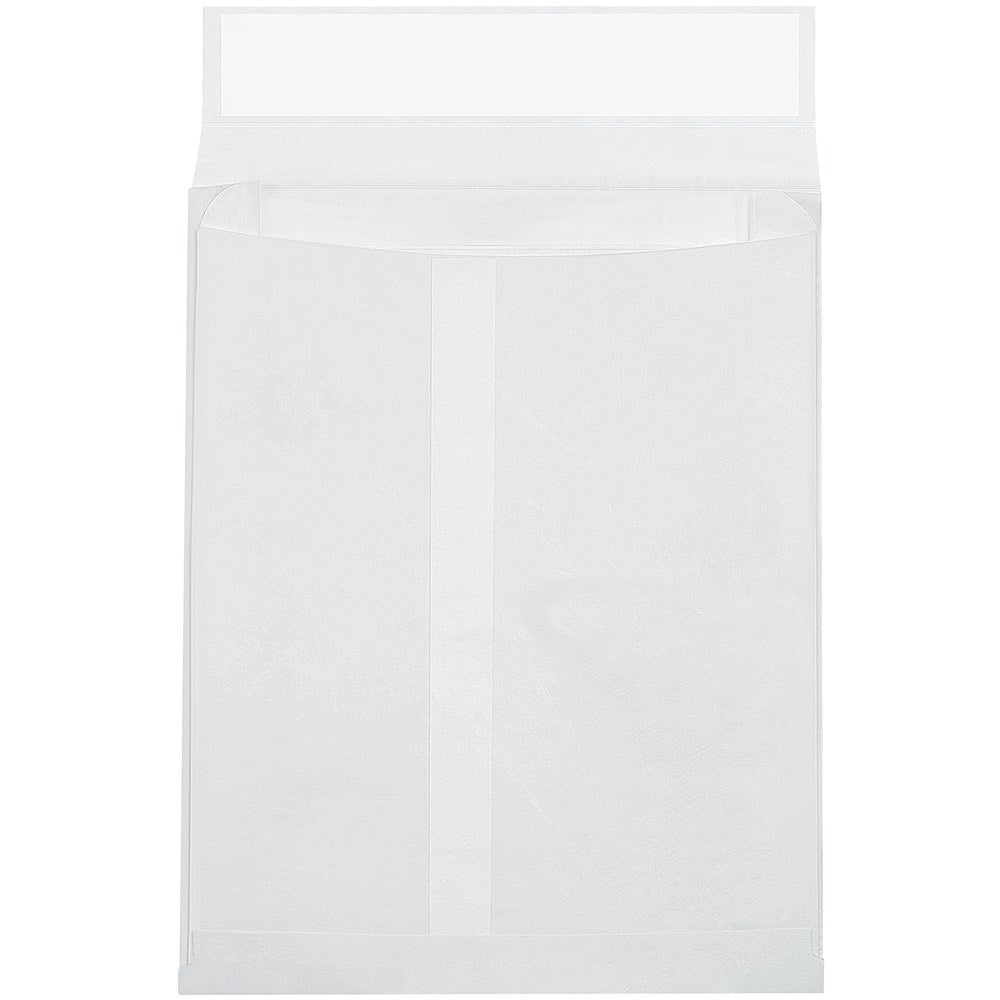 Tyvek Envelopes, 9in x 12in x 2in, End Opening, Plain White, Pack Of 100