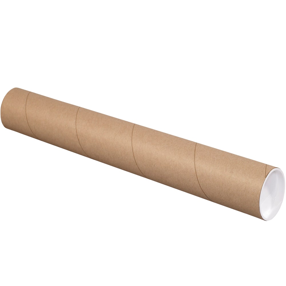 Office Depot Brand Kraft Mailing Tubes With Plastic Endcaps, 3in x 36in, Pack Of 24