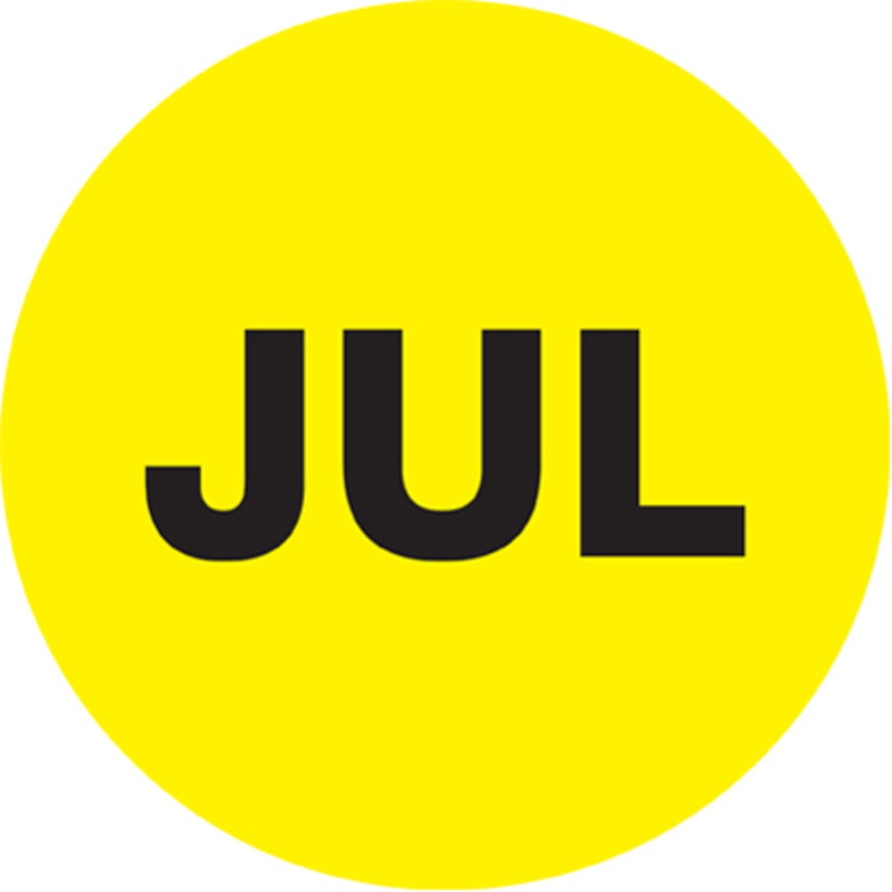 Tape Logic Yellow - "JUL" Months of the Year Labels 1in, DL6729, Roll of 500