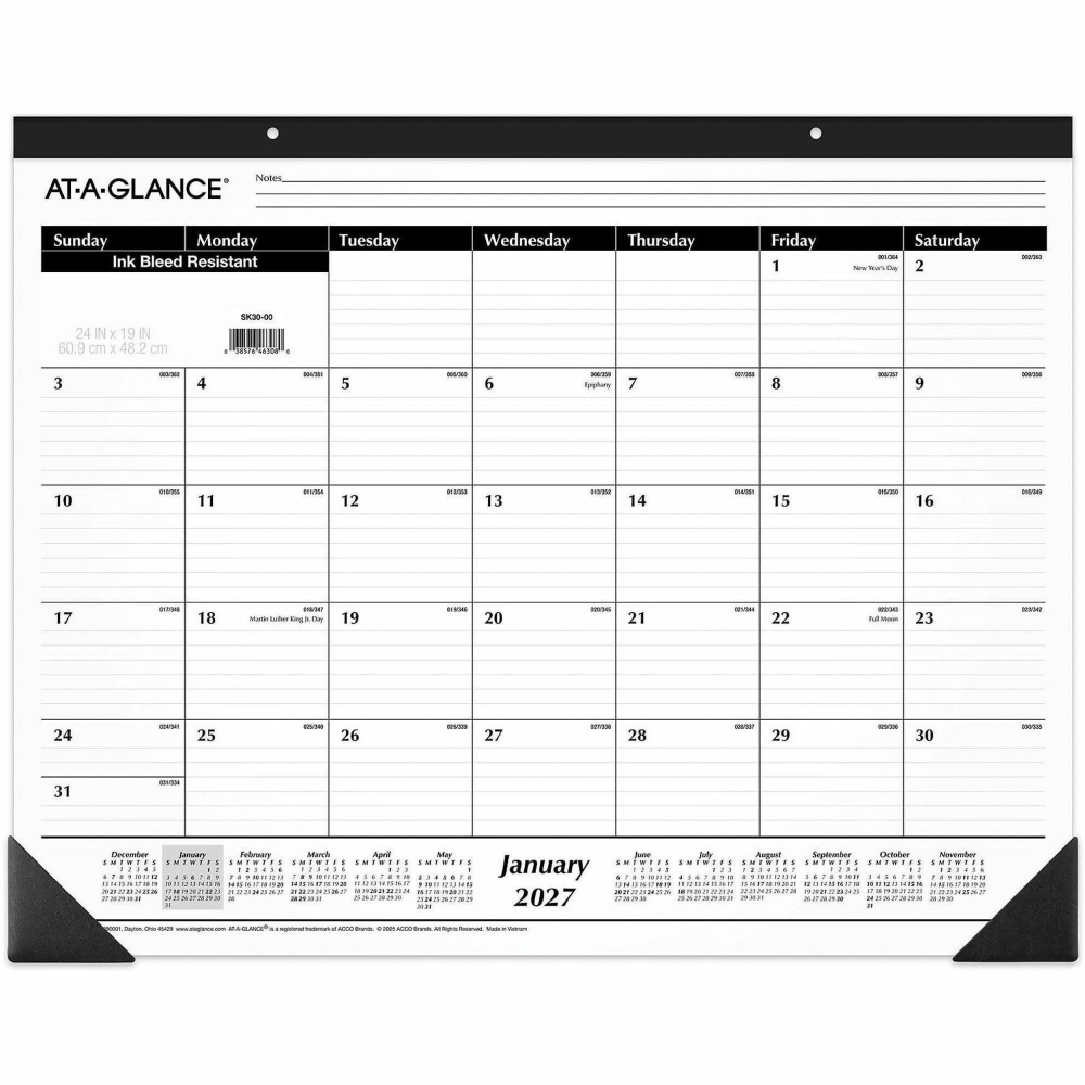 At-A-Glance Classic Monthly Desk Pad - Monthly - 1 Year - January 2025 to December 2025 - 1 Month Single Page Layout - SK3000BD