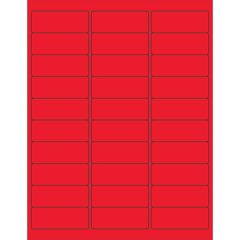 Tape Logic Permanent Labels, LL173RD, Rectangle, 2 5/8in x 1in, Fluorescent Red, Case Of 3,000