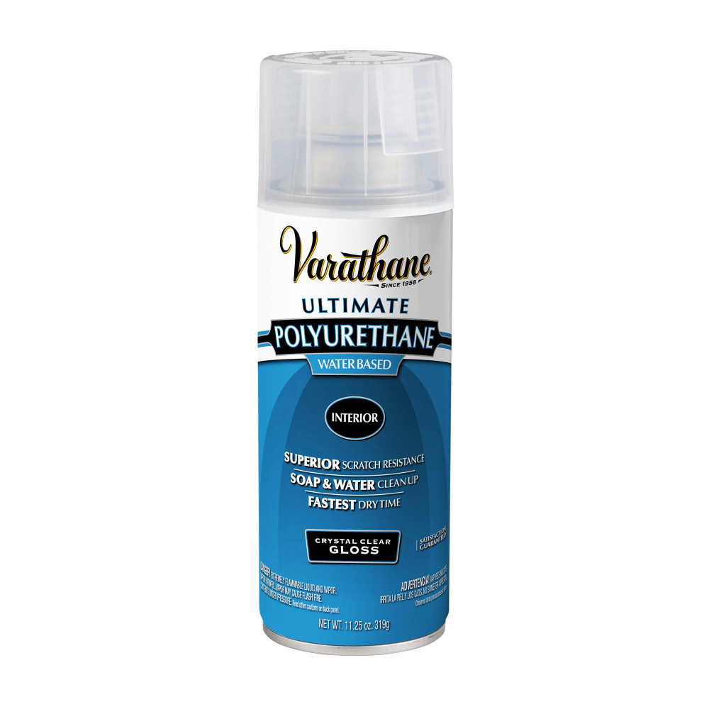 Varathane Ultimate Water-Based Polyurethane, 11.25 Oz, Crystal Clear Gloss, Pack Of 6 Spray Cans