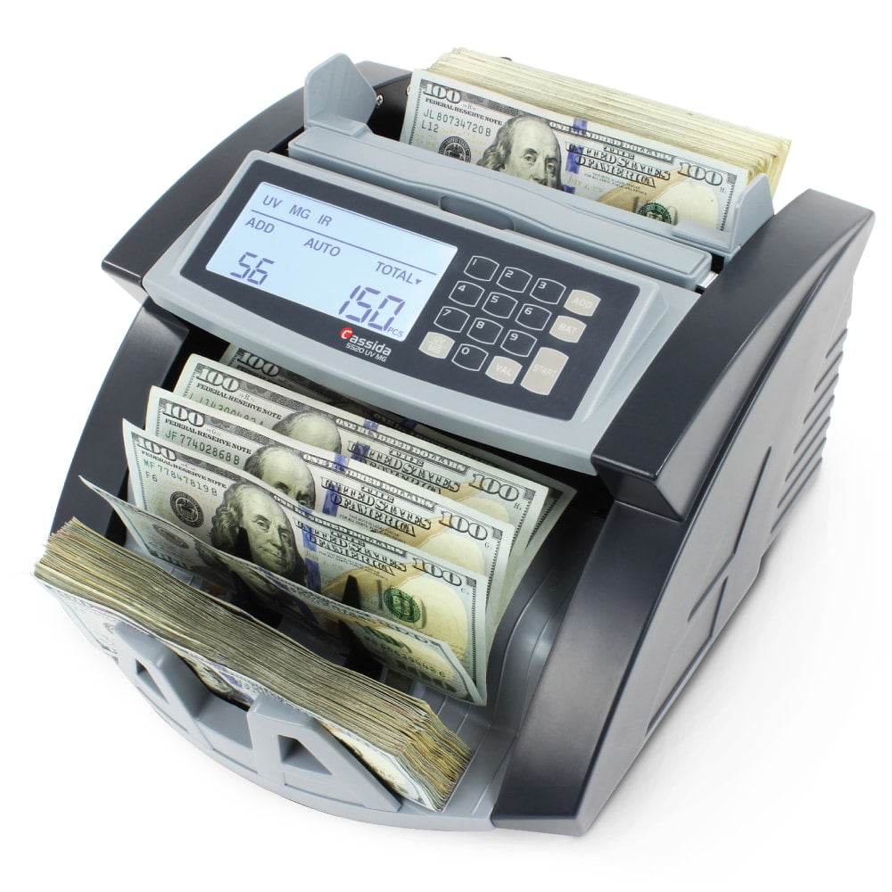Cassida 5520UVMG Bill Counter, 7-1/2inH x 15inW x 9-3/4inD, Gray