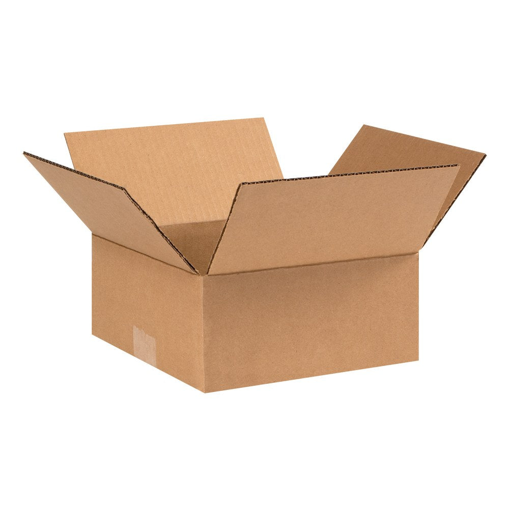 Partners Brand Flat Corrugated Boxes, 9inL x 9inW x 4inH, Kraft, Pack Of 25