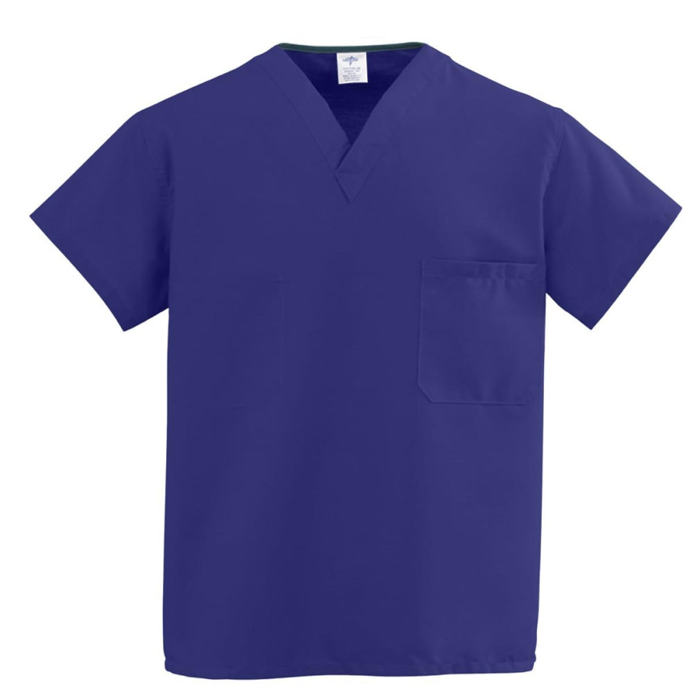 Medline ComfortEase Unisex 1-Pocket Reversible Scrub Top, 4X, Purple