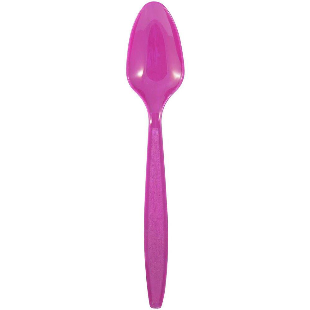 JAM PAPER Big Party Pack of Premium Plastic Spoons, Pink, 100 Disposable Spoons/Box