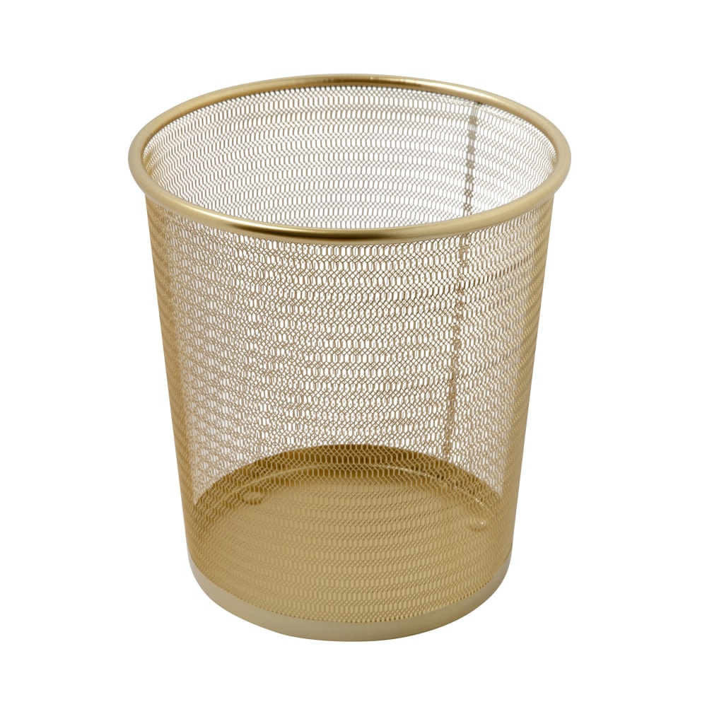 Martha Stewart Ryder Mesh Metal Trash Can, 4.5 Gallon, Gold