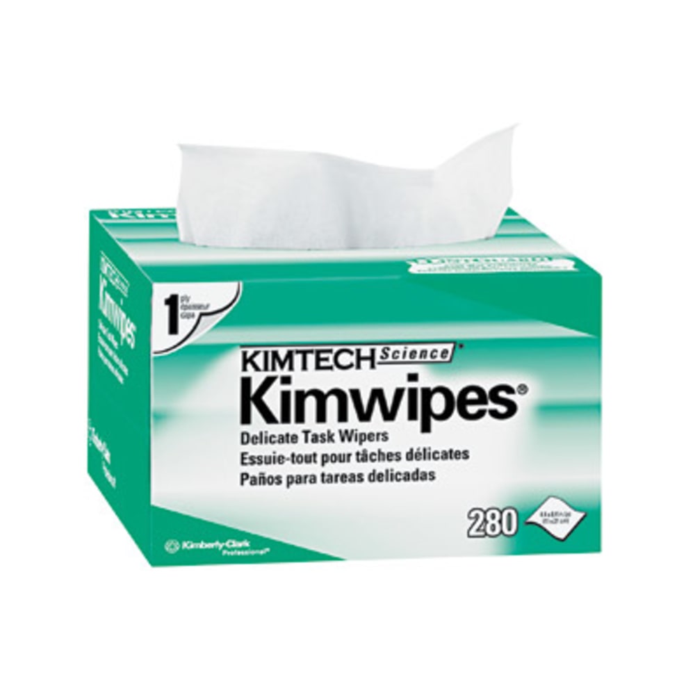 Kimberly Clark Kimtech Science Kimwipes Delicate Task Wipers, 4 2/5in x 8 2/5in, 280 Per Pack, Case Of 60 Packs