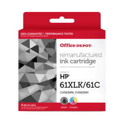 Office Depot Remanufactured Black And Tri-Color High-Yield Ink Cartridge Replacement For HP 61XL, 61, Pack Of 2, OD61XLK61C