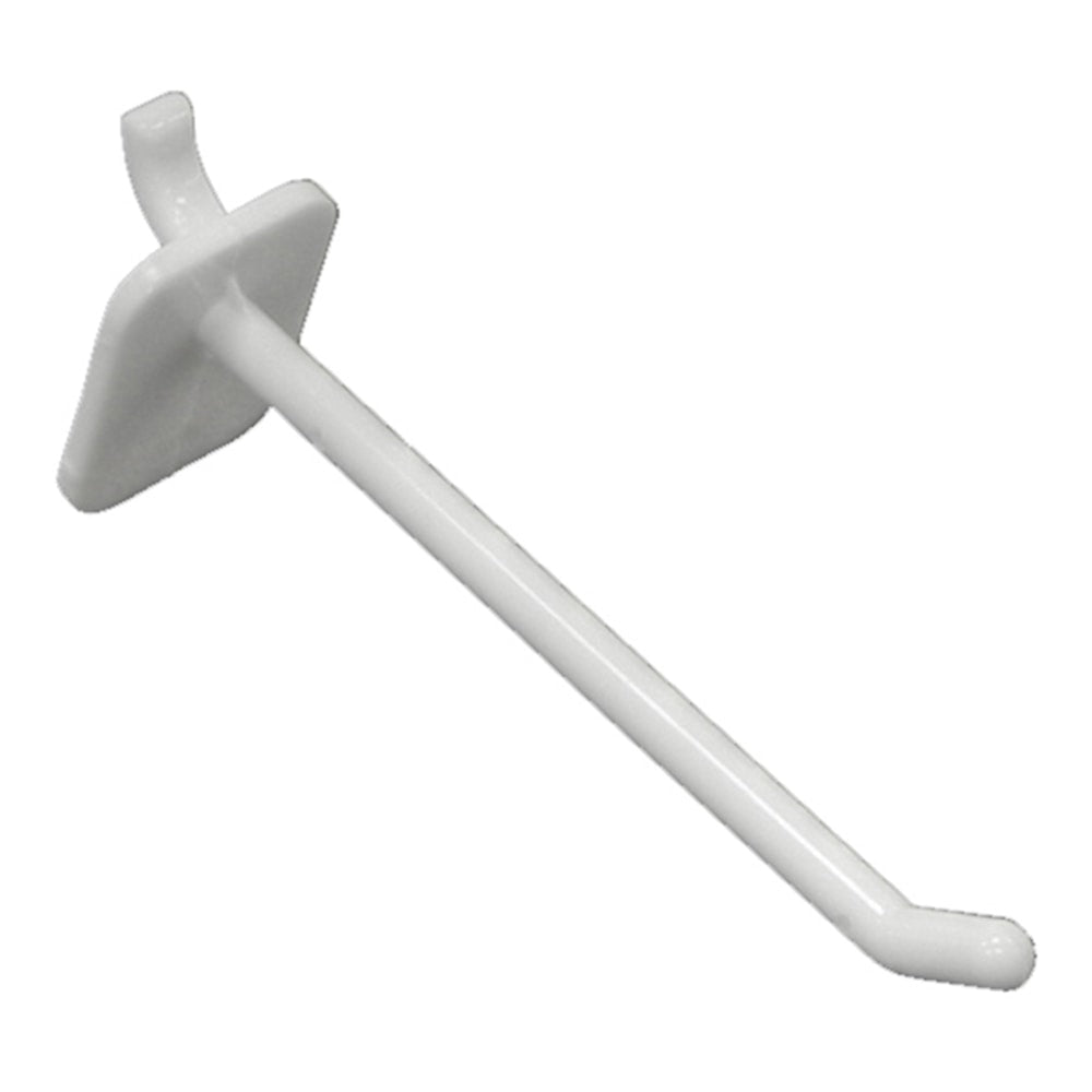 Azar Displays Plastic Lexan Locking Pegboard Hooks, 4in, White, Pack Of 50 Hooks
