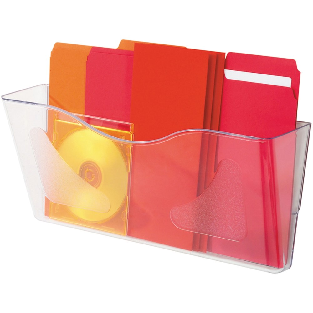 deflecto Euro-Style DocuPocket Landscape Wall File, Larger Files/Tabloid Size, 15in x 4in x 6.63in, Clear