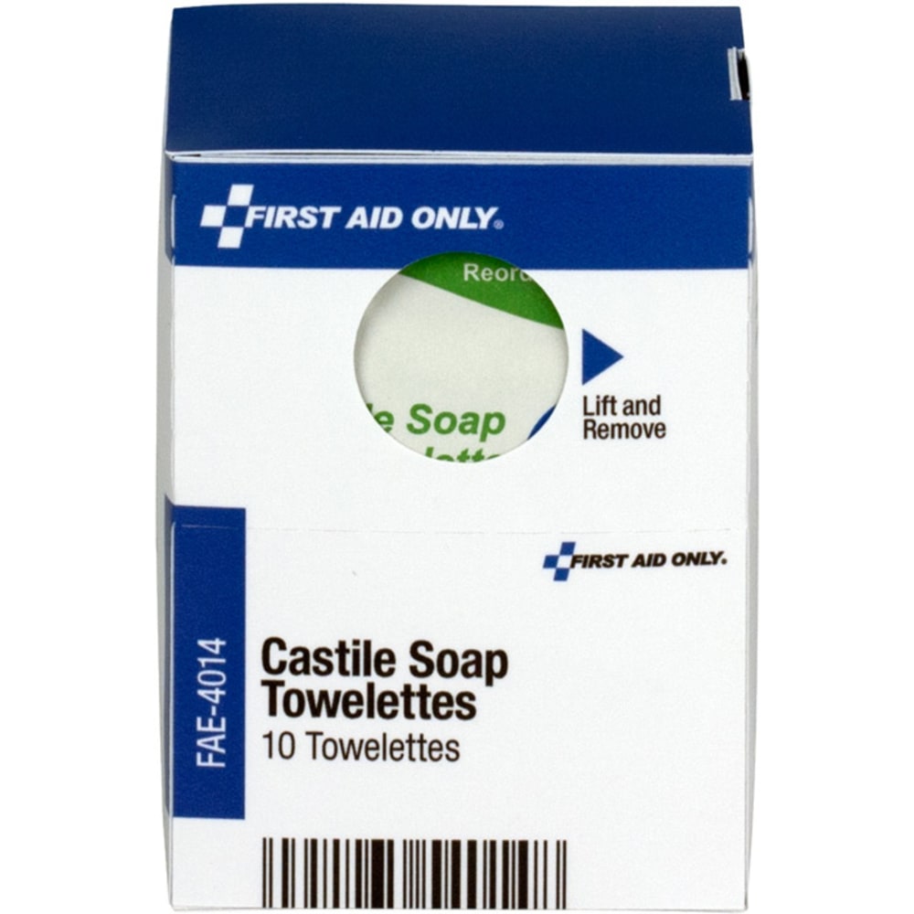 First Aid Only Smart Compliance Castile Soap Wipes Refills, 2-3/4inH x 2-3/16inW x 2-3/16inD, White, Pack Of 10 Refills