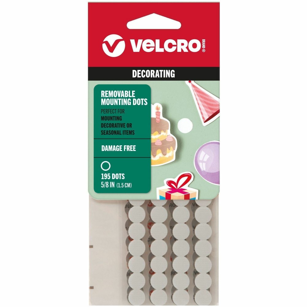 VELCRO Removable Mounting Tape - 0.63in Diameter - White - 195 / Pack
